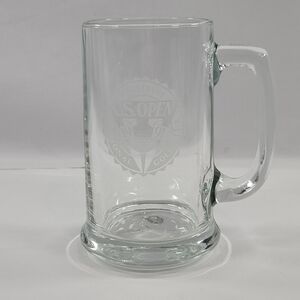 Etched Clear Glass Beer Stein - Clear